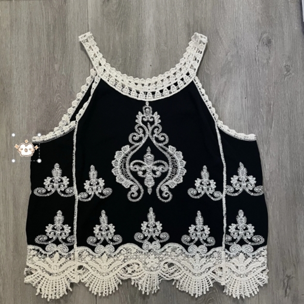 Ultra Pink Black and White Lace Blouse